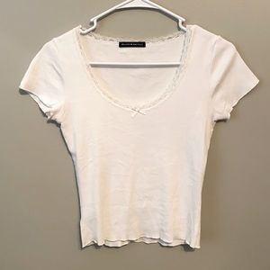 Brandy Melville white top with lace trim